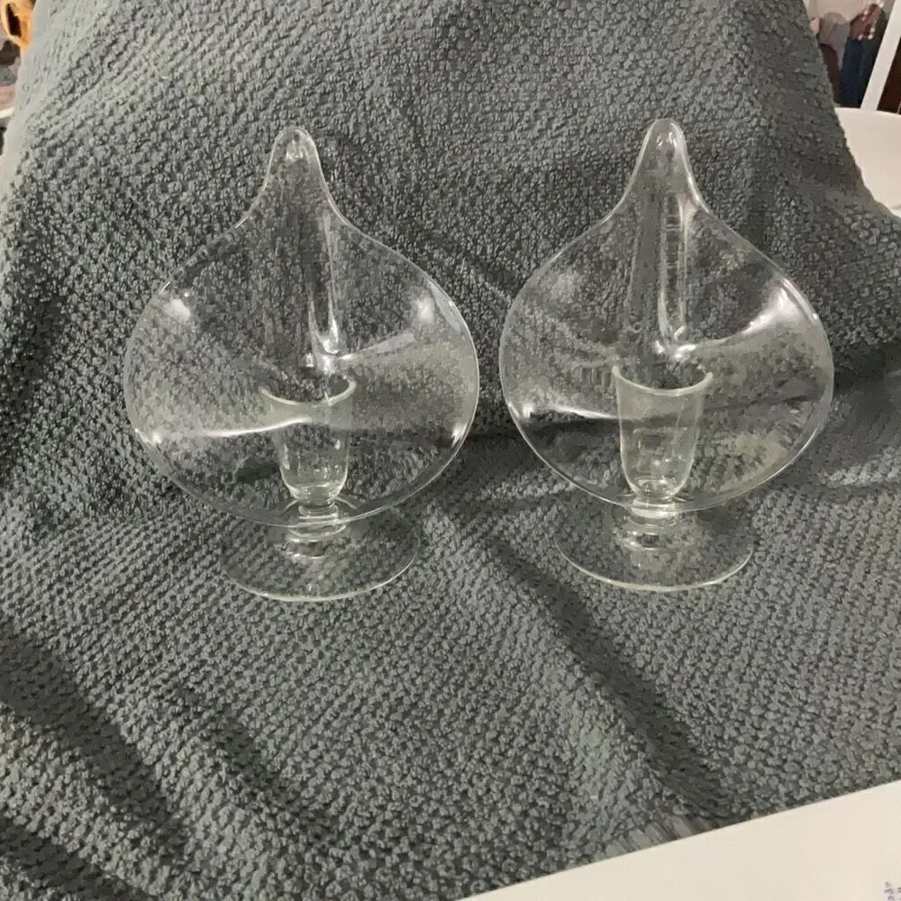 Clear Glass Hand Blown Calla Lily Jack in the Pulpit Set Taper Candle Holders